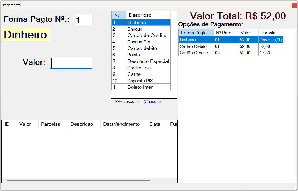 Tela de Pagamento com Formas Personalizáveis