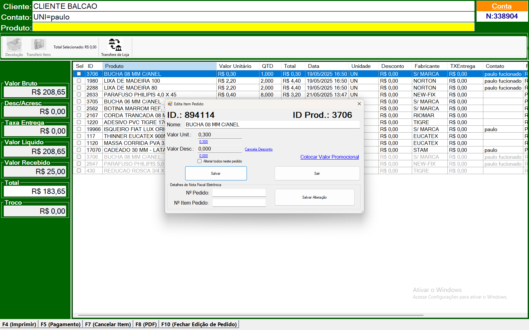 Tela Principal do Sistema